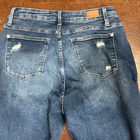 Women’s Judy Blue Jeans 14W Straight Leg Distressed Embroidered Pocket - Picture 9 of 10